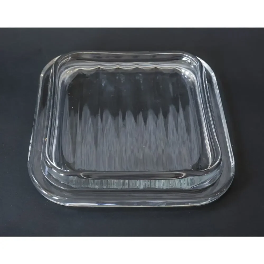 Vintage 2003 Anchor Hocking Square Ribbed Refrigerator Dish Retro Cottage Farm